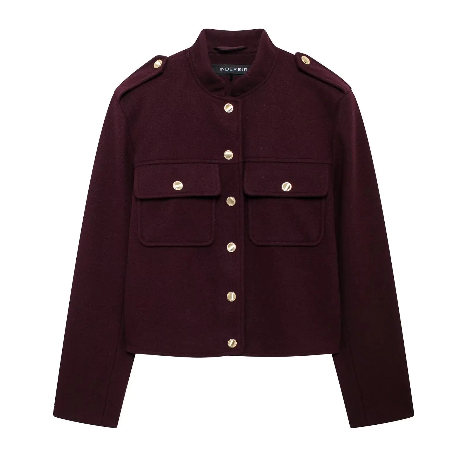HH 2024 Fashion Women Soft Tweed Bomber Jacket O-Neck Long Sleeve Pockets Buttons Loose Woolen Coat Female Streetwear LadyShow.Store