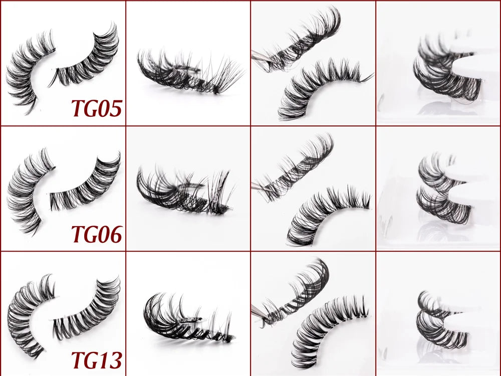 Yiernuo 1/5 Pairs Long Transparent Band Vegan Eyelash D Curl Russian Eyelashes Clear Band Lashes Invisible Band Lashes Pi-Mart