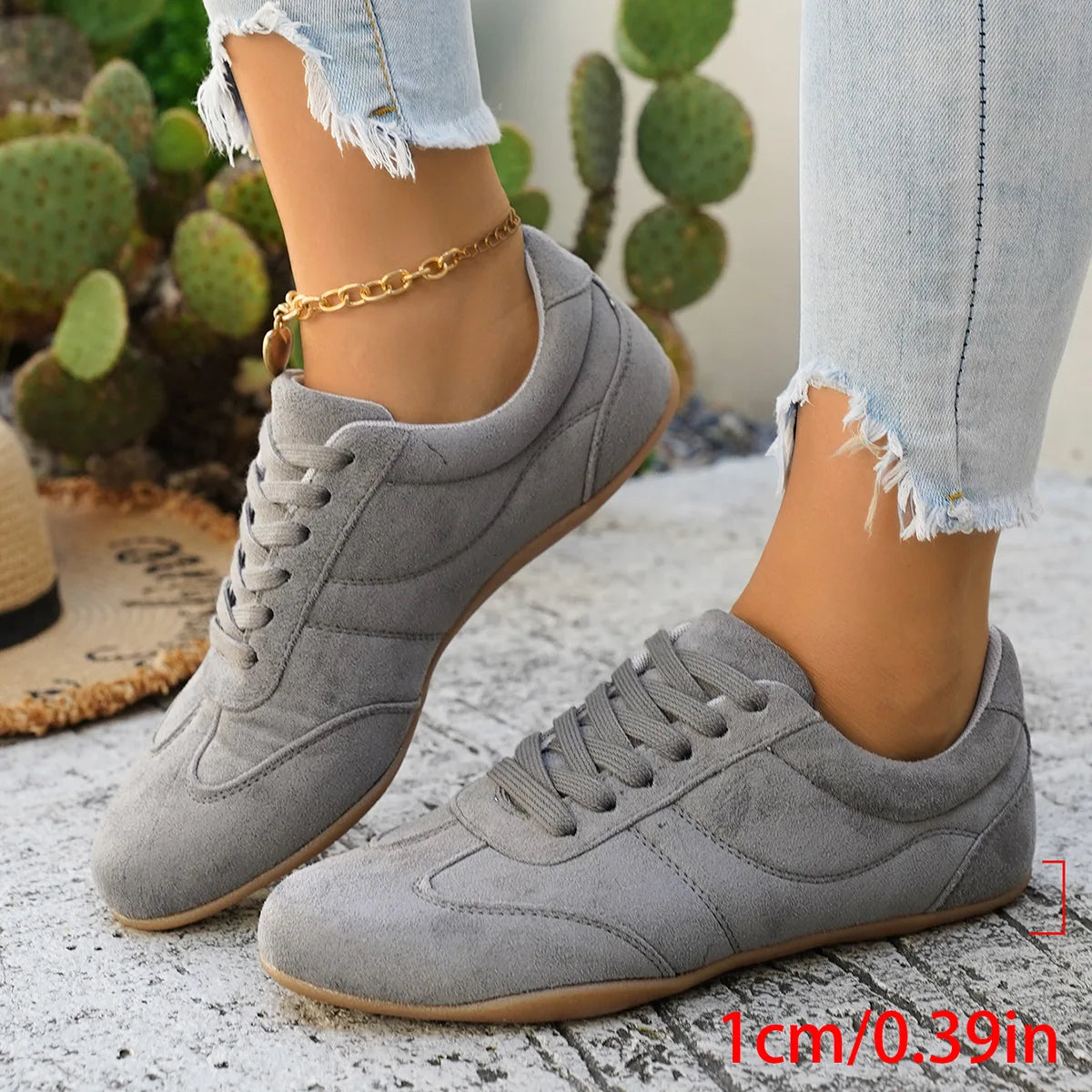 Women's Casual Flat-soled Non-slip Wear-resistant Sport Shoes Spring Autumn Round-toe Soft and Comfortable Women Single Shoes Pi-Mart