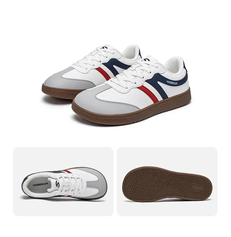 HOBIBEAR Unisex Wide Toe Shoes Artificial Leather Sneakers Casual Lace Up Retro Fashion Shoes for Women Men Pi-Mart
