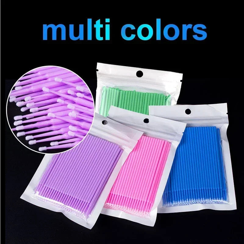 Brush Lash Extension 100Pcs Eyelash Cleaning Micro Cotton Swab Individual Eyelashes Microbrush Beauty Makeup Clean Remover Tools LadyShow.Store