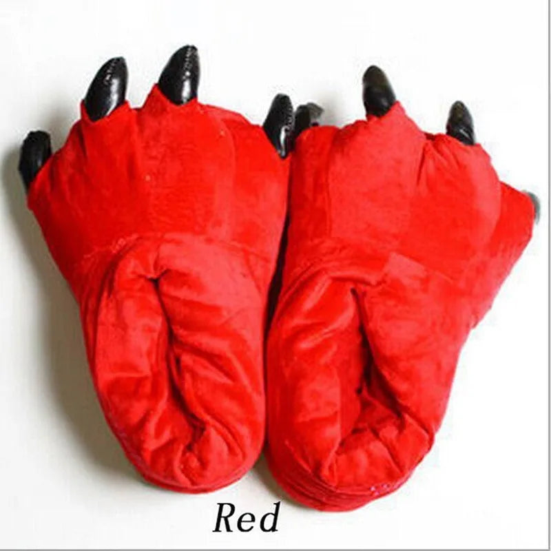 Winter Warm Soft Indoor Floor Slippers Women Men Shoes Paw Funny Animal Christmas Monster Dinosaur Claw Plush Home Random Lining LadyShow.Store