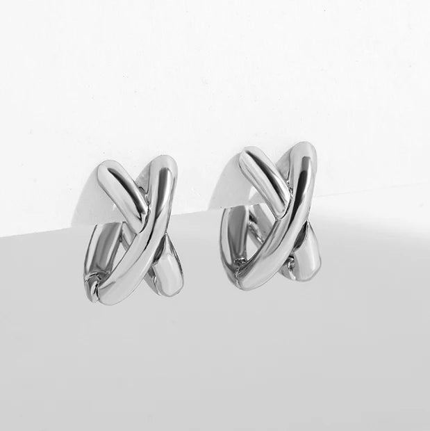 Criss-cross Gold Silver Colors Tiny HuggieHoop Earrings for Women Mini Small Ear Buckle Cartilage Piercing Earrings Punk Jewelry Pi-Mart