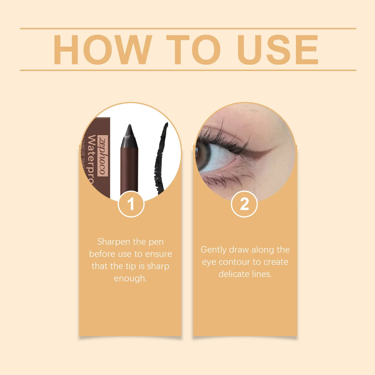 Zephoco Brown Eyeliner Pencil Waterproof Sweatproof Long Lasting Easy to Color Smooth Soft Gel Eyeliner Pencil Eye Makeup Set Pi-Mart