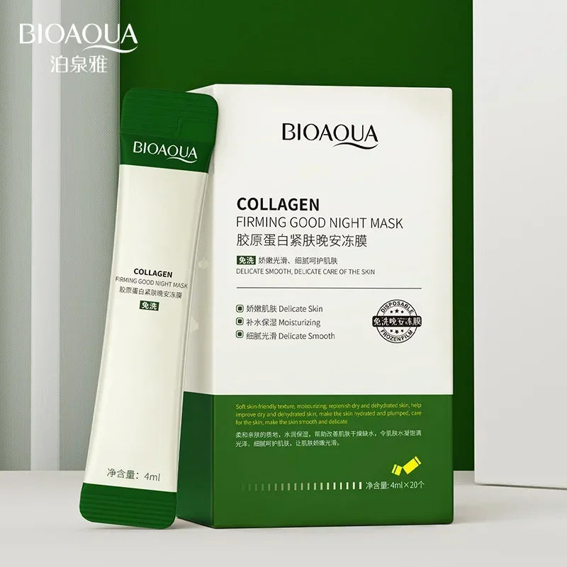 30pcs/20pcs BIOAQUA Collagen Sleeping Facial Masks Skincare Moisturizing Brightening Firming Face Mask Pi-Mart