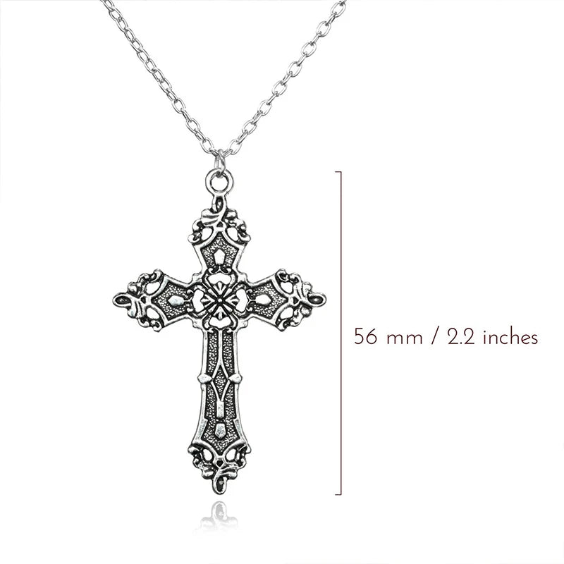 Gothic Big Zircon Cross Necklace Unisex Y2K Irregular Goth Large Cross Pendant Necklaces  for Men Women Couple Necklace Jewelry Pi-Mart