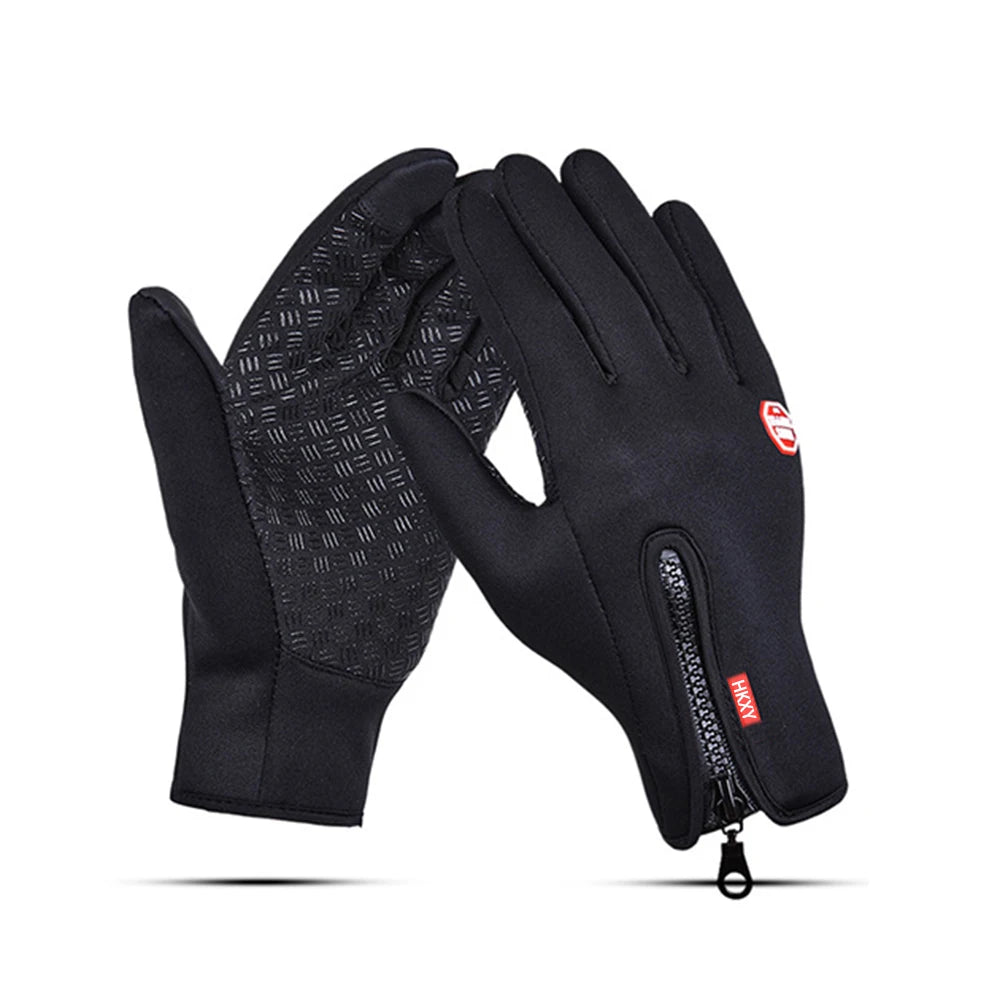 Winter Cycling Gloves Men Women Motorcycle Fleece Sport Zipper Autumn Touch Screen Warm Water-Repellent Windproof Non-slip Glove Pi-Mart