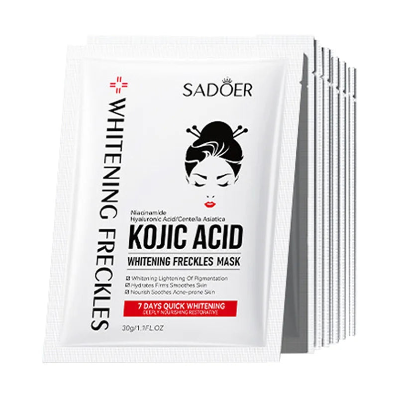 10pcs SADOER Kojic Acid Facial Masks Moisturizing Brightening Hydrating Face Mask Sheet Masks Beauty Facial Skin Care Products Tri Light Beauty