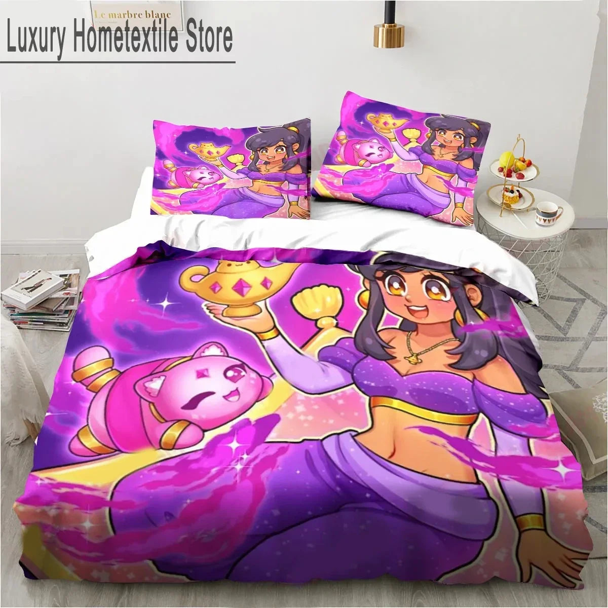 Cartoon Game Cute Aphmau with Wings Bedding Set Boys Girls Twin Queen King Size Duvet Cover Pillowcase Bed boys Adult Pi-Mart