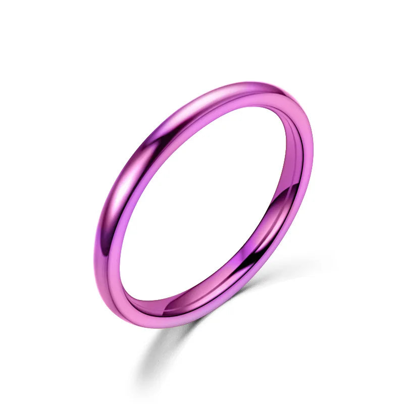 2mm Thin Stainless Steel Rings Rose Gold Fashion Simple Titanium Steel Rings for Women Girl Gifts Pi-Mart