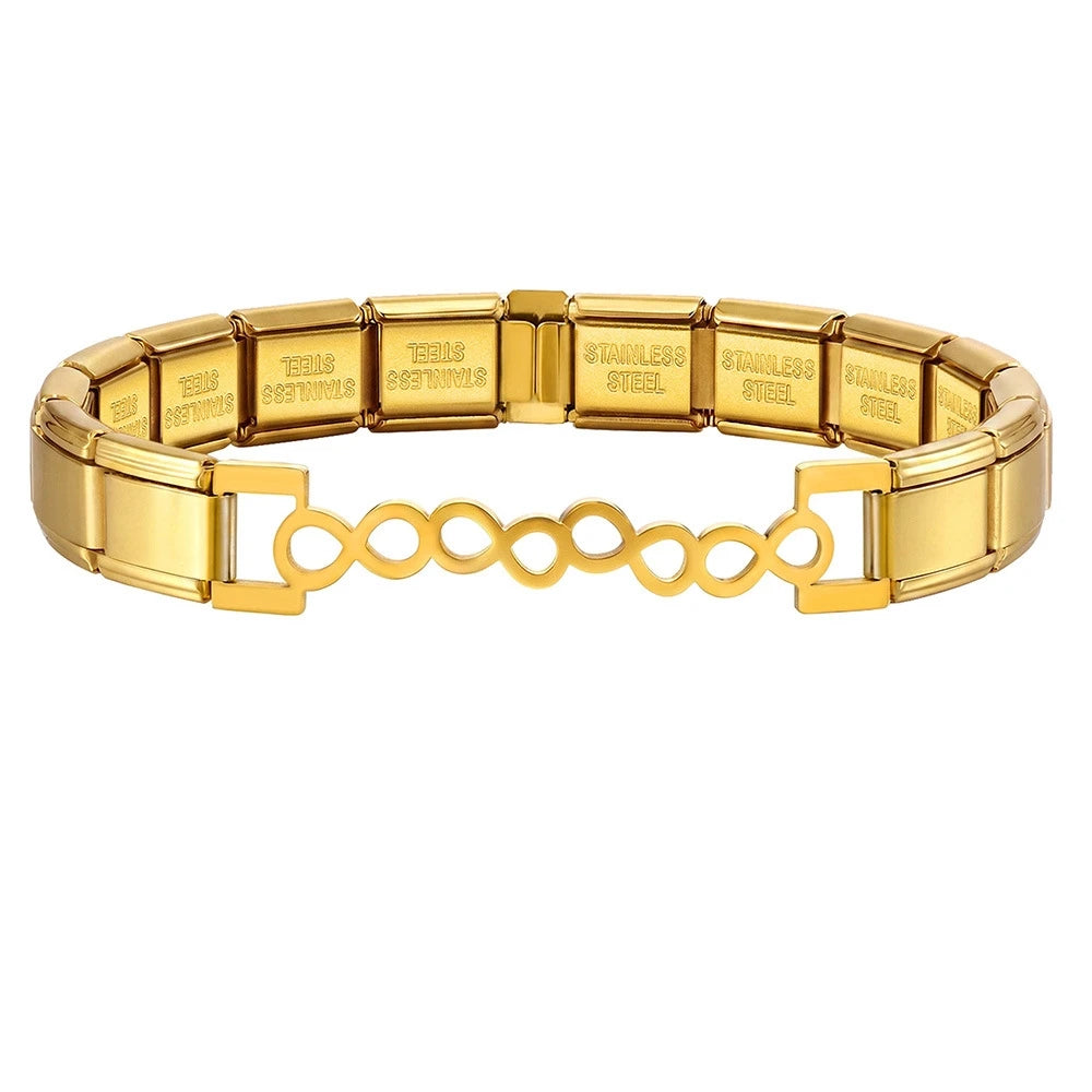 Italian Charm Link for Women Men 9mm Width Silver Gold Color Chain Stainless Steel Bracelet on Hand DIY Making Jewelry Wholesale Pi-Mart