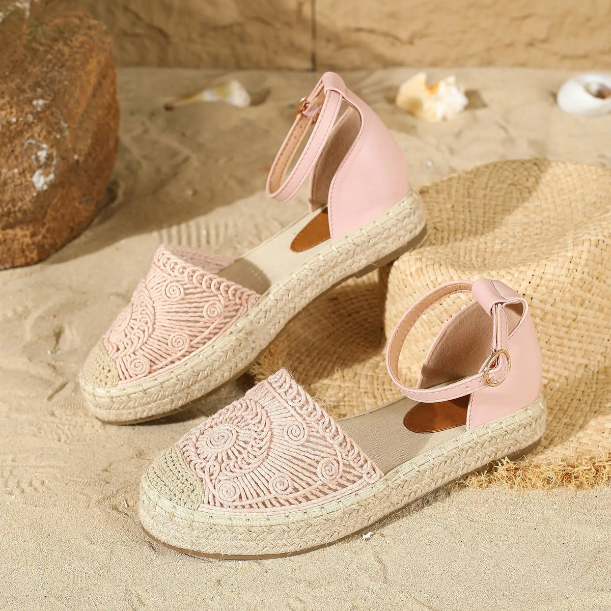 New 2026 Summer Women's Vintage Flats Hemp Rope Bottom Sandals Comfortable Sandals Women's Fisherman Sandals Sandalias De Mujer Pi-Mart