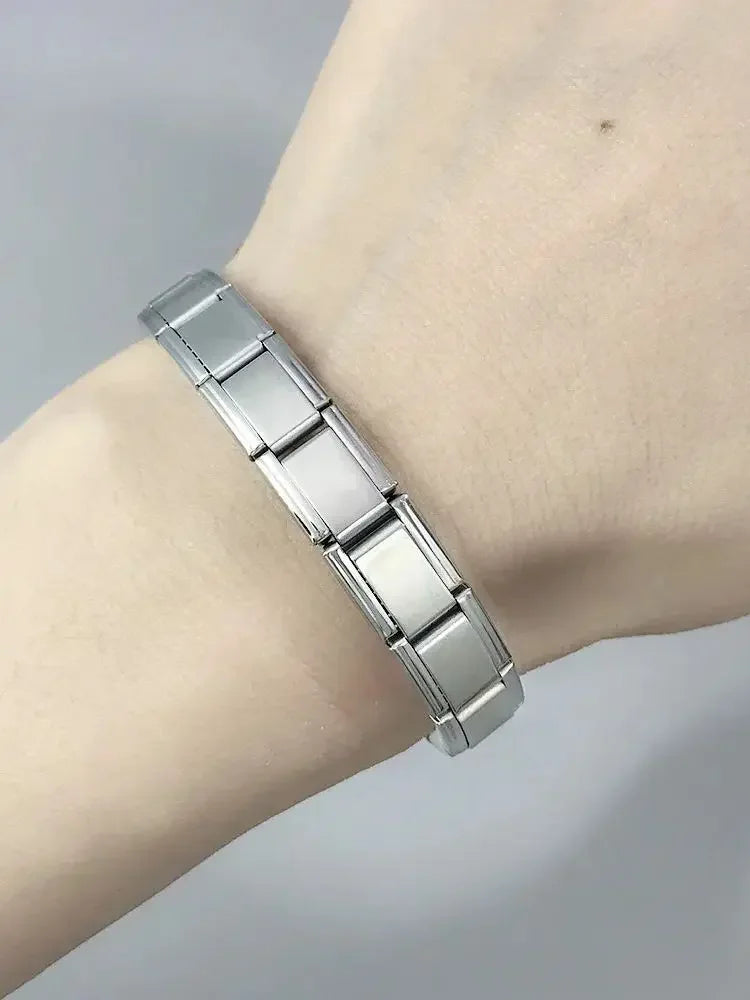 Italian Charm Link for Women Men 9mm Width Silver Gold Color Chain Stainless Steel Bracelet on Hand DIY Making Jewelry Wholesale Pi-Mart