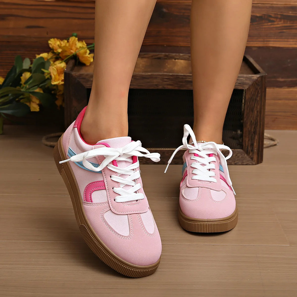 Women's Flat Bottom Sports Shoes Hot Sale Mixed Colors Spring Autumn New Style Sneakers Casual Leisure Student Flats Rubber Sole Pi-Mart