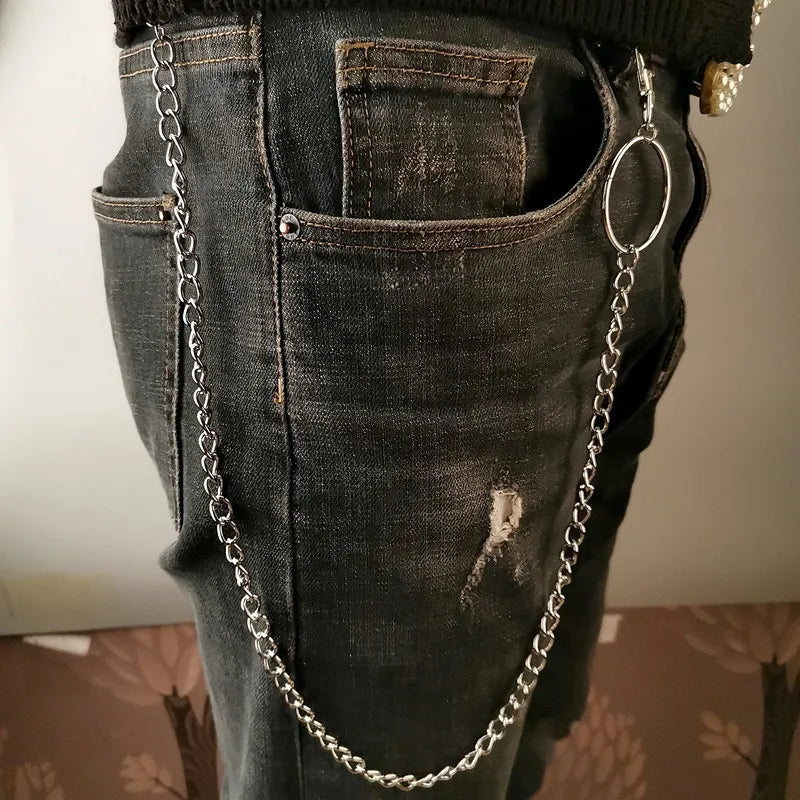 Metal Belt Chain HipHop Rock Punk Hook Trousers Pant Waist Link Metal Wallet Chain Keychain Ring Clip Keyring Jewelry Pi-Mart