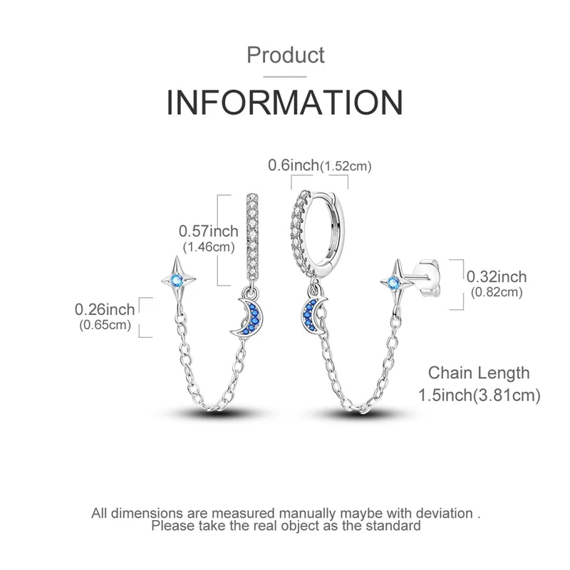 925 Sterling Silver Hoop Earring For Woman Night Sky Blue Purple Gemstone Original Earrings Fashion Jewelry Gift Pi-Mart