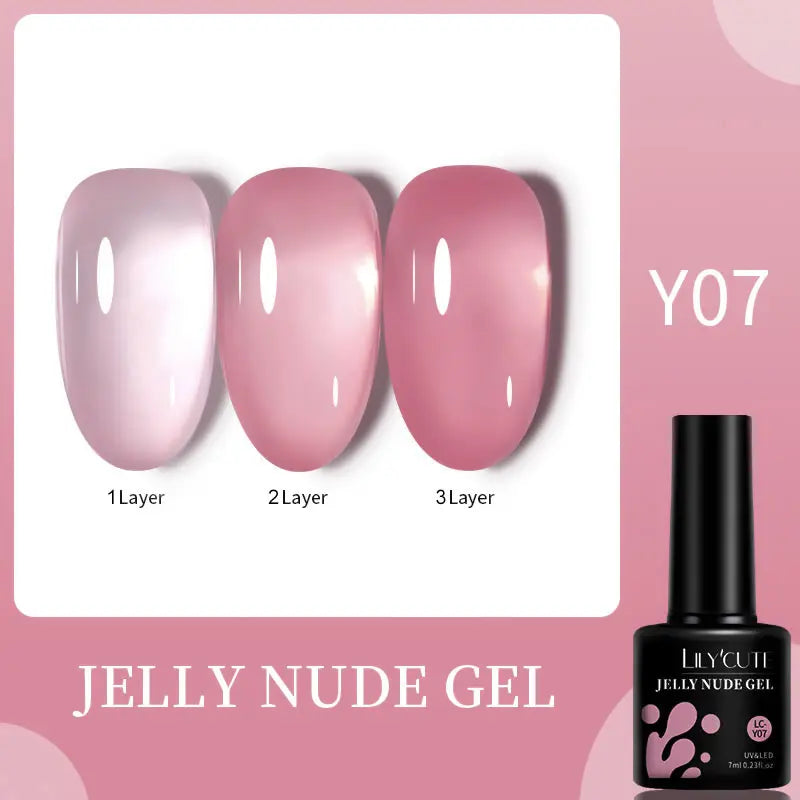 LILYCUTE 7ML Jelly Amber Gel Nail Polish Brown Crystal Translucent Dull Color Nail Art Gel Semi Permanent UV Gel Polish Varnish Tri Light Beauty