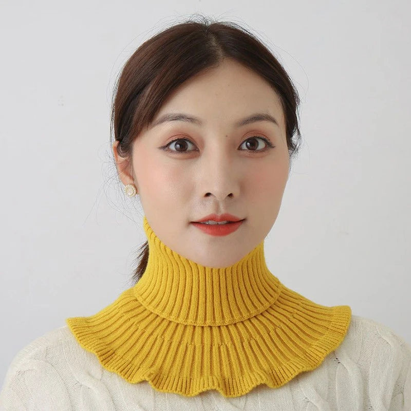 Warm Knitted Fake Collar Women Thicken Turtleneck Ruffles False Collars Detachable Neck Guard Winter Windproof Fake Collar Pi-Mart