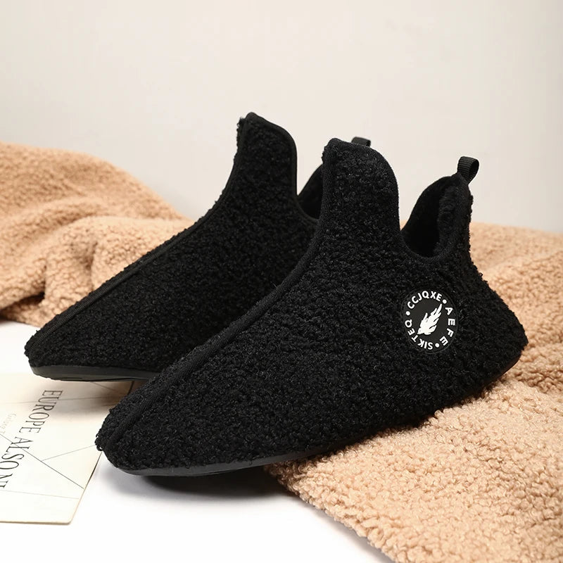 New Men Winter Slippers High Quality Light Weight Disign Shoes Fashion Women Plush Slipper Warm Slip on Casual Shoe for Couples Pi-Mart