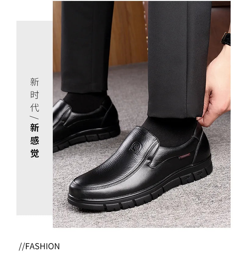 Summer New Men Leather Shoes soft soled Casual Flat Shoes Outdoor Walking shoes Comfort fashion soft leather shoes Loafers Pi-Mart