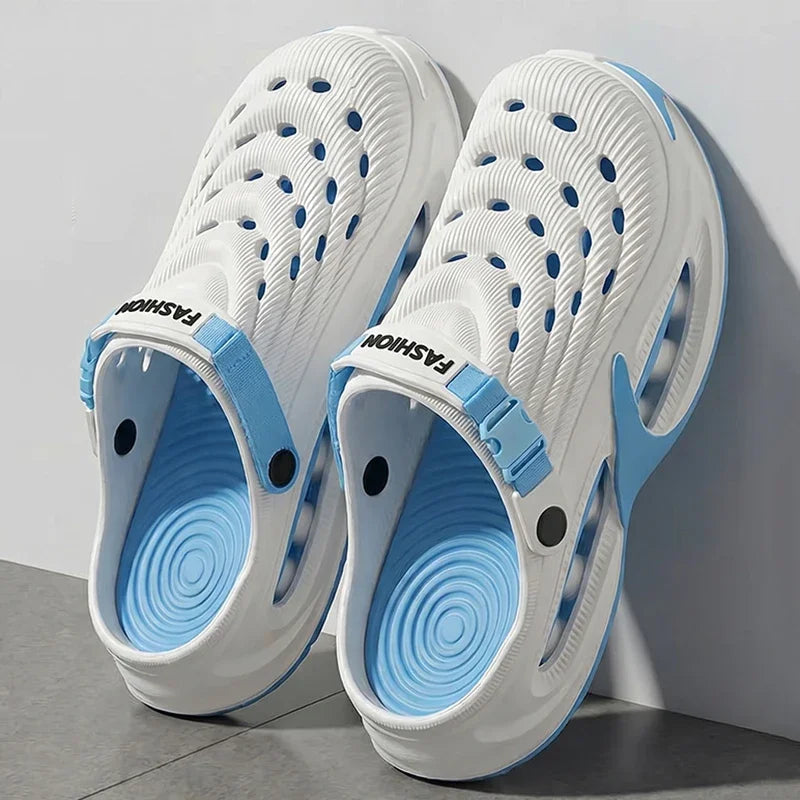 Fashion Hollow Out Thick Bottom Sports Sandals Men Eva Soft Sole Summer Clogs Sandals Men Non Slip Outdoor Driving Beach Sandles Pi-Mart