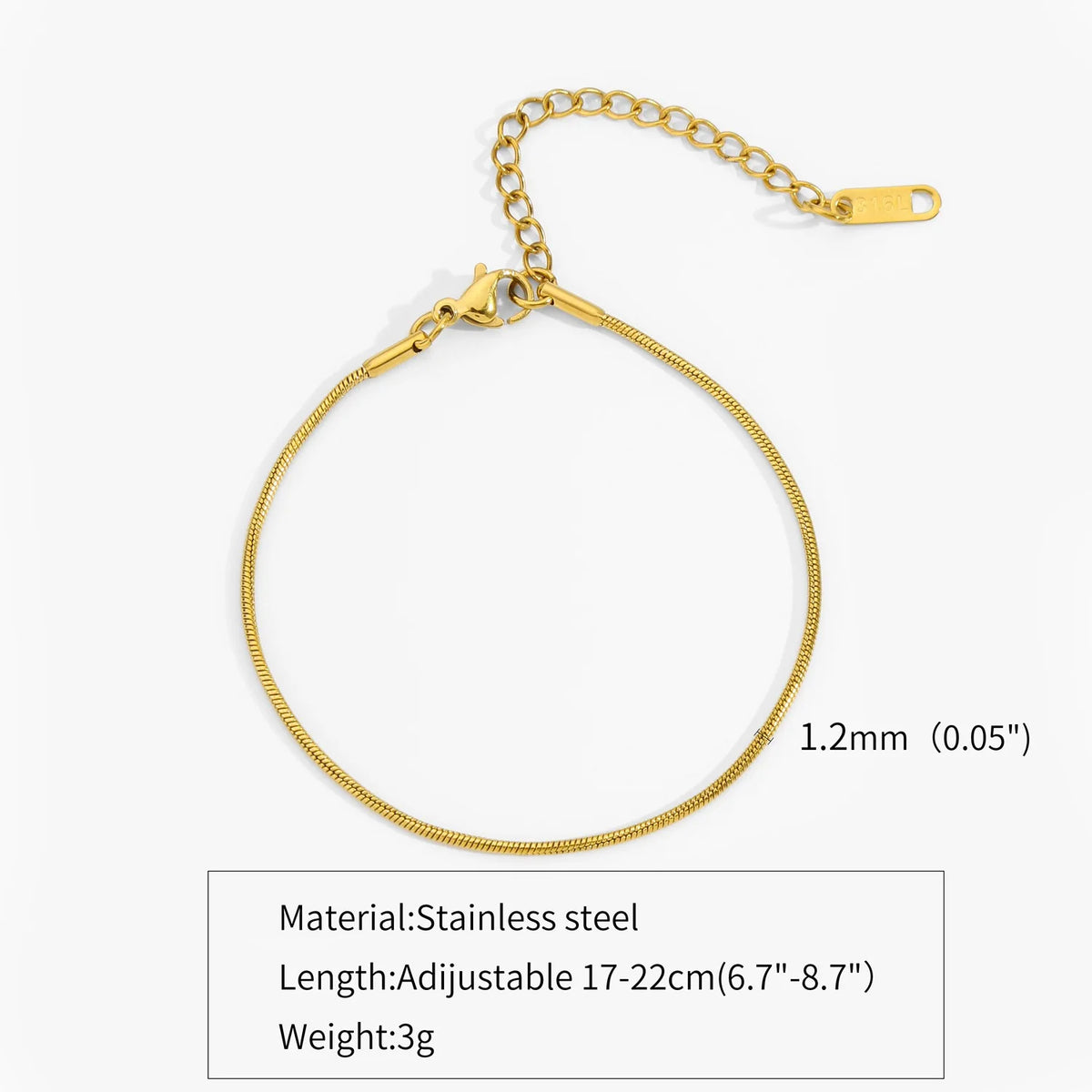Stainless Steel Silver Color Men Snake Bone Chain Bracelet Simple Non-Fading Open Bracelet For Women Fashion Hip Hop Jewelry Pi-Mart