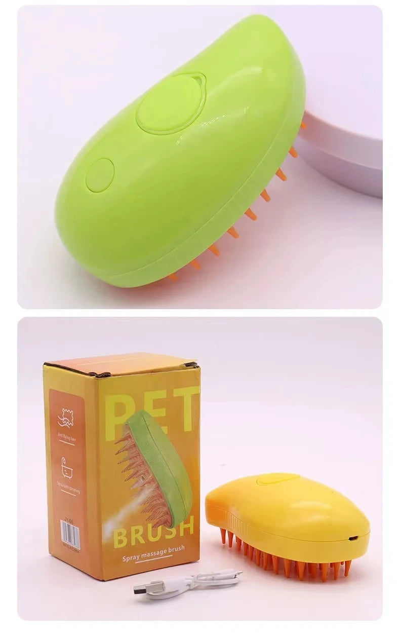 3-in-1 Dog Hair Brush Cat Hair Brush Electric Pet Cleaning Brush Steam Spray Brush Massage Hair Removal Comb Anti Flying Brush Pi-Mart