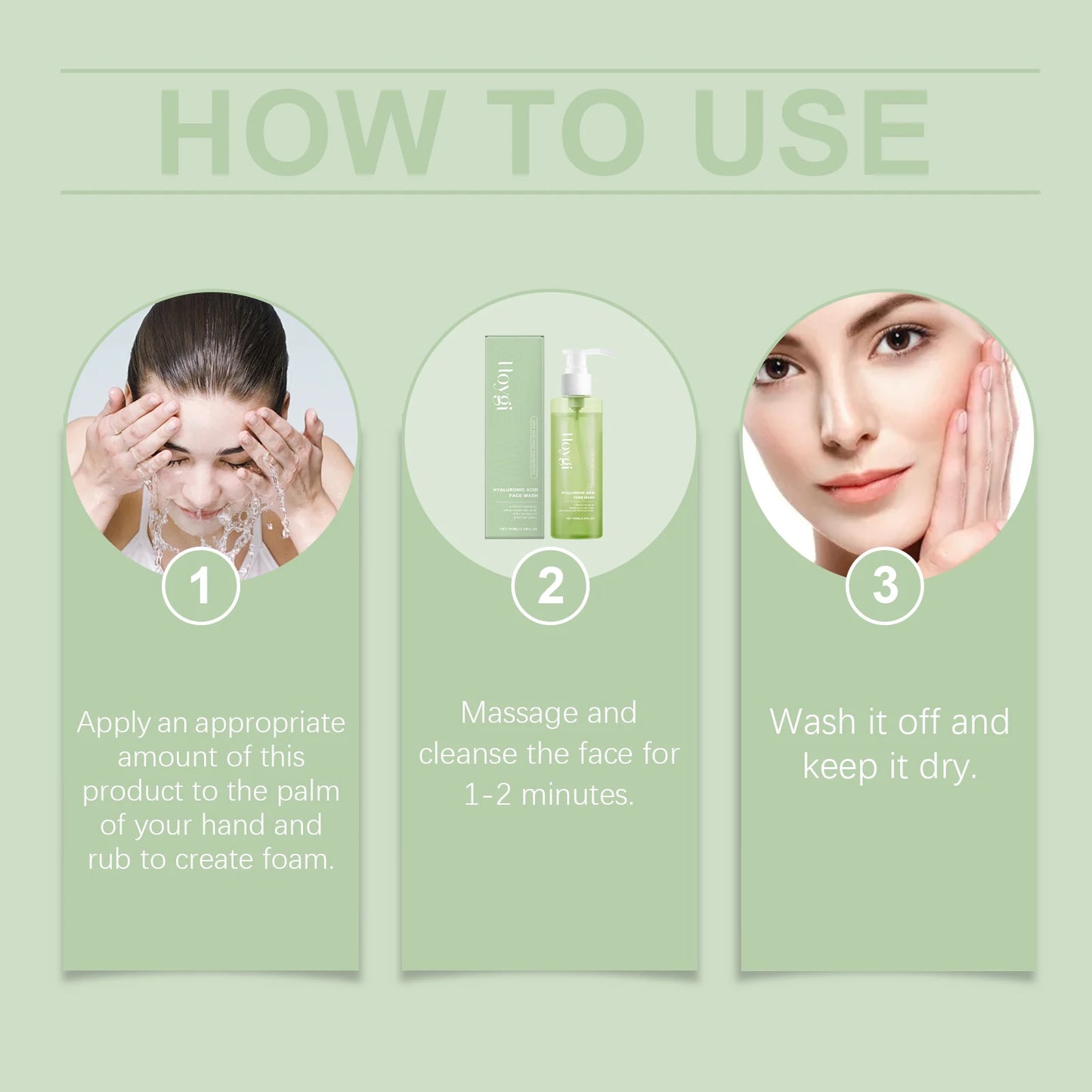 HOYGI Hyaluronic Acid Cleanser Oil Control Blackhead Remover Facial Skin Pore Cleansing Gel Brightening Exfoliating Face Wash Pi-Mart