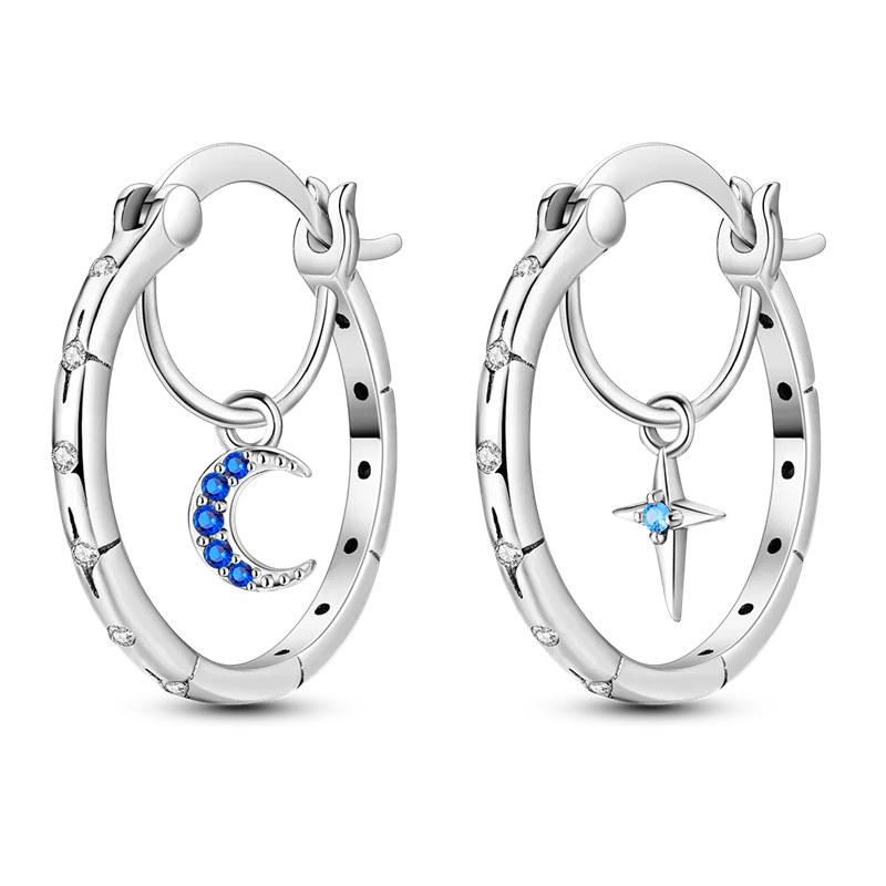 Genuine 925 Sterling Silver Love Feather Earrings Fit Original Charms Hoop For Women Girls Stud Earring Fine Jewelry Gifts Pi-Mart