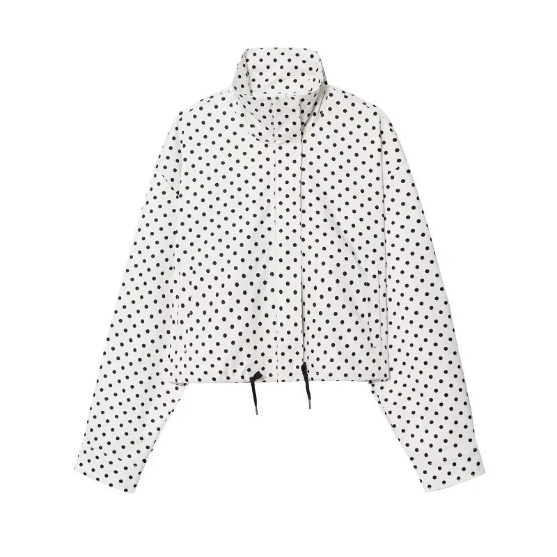 MUJER Polka Dot Bomber Jackets for Women Oversized Cropped Jacket Woman Long Sleeve Women's Jacket Fashion Winter Coat Female LadyShow.Store