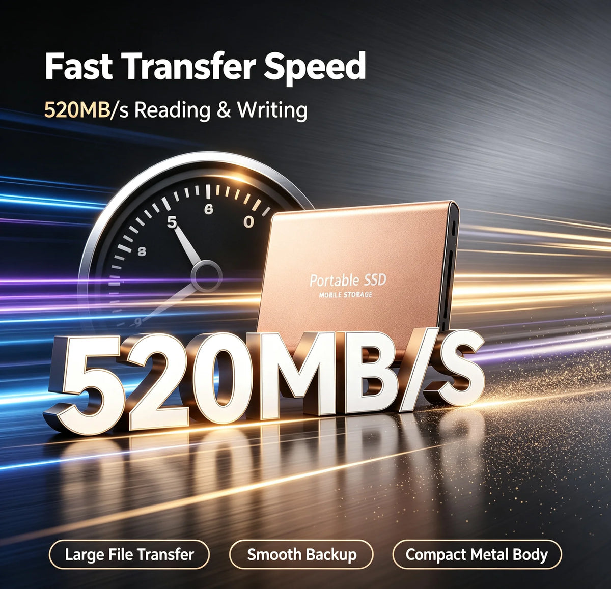 Portable External SSD, 1TB-16TB Large Capacity USB3.1 High Speed Solid State Drive, Lightweight Storage for Laptop, Desktop, Mac Pi-Mart