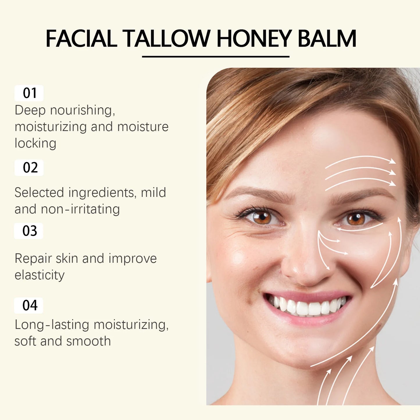 Beef Tallow Face Cream Anti-Wrinkle Moisturizing Dry Improve Redness Soothing Repair Firming Nourishing Smooth Facial Skin Care Pi-Mart