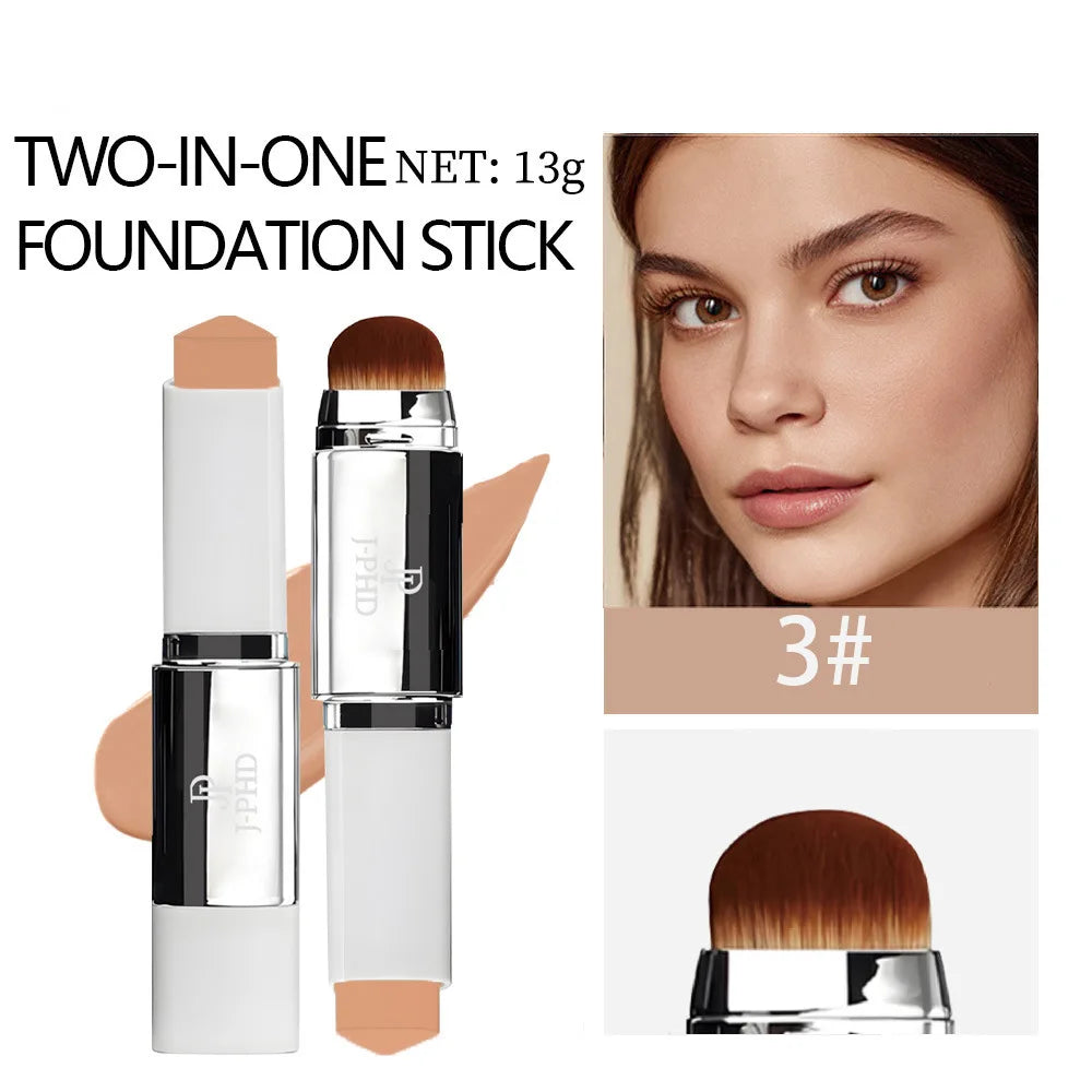 Two-in-one Brush Head Foundation Stick, Lightweight and Smooth, Long-lasting Coverage, Creating A Perfect Makeup Effect LadyShow.Store
