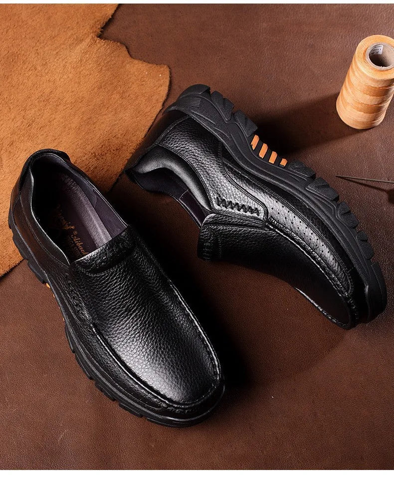 Autumn Genuine Leather Men's Casual Business Leather Shoes Lightweight Breathable Anti Slip Casual Leather Shoes Men Shoes Pi-Mart
