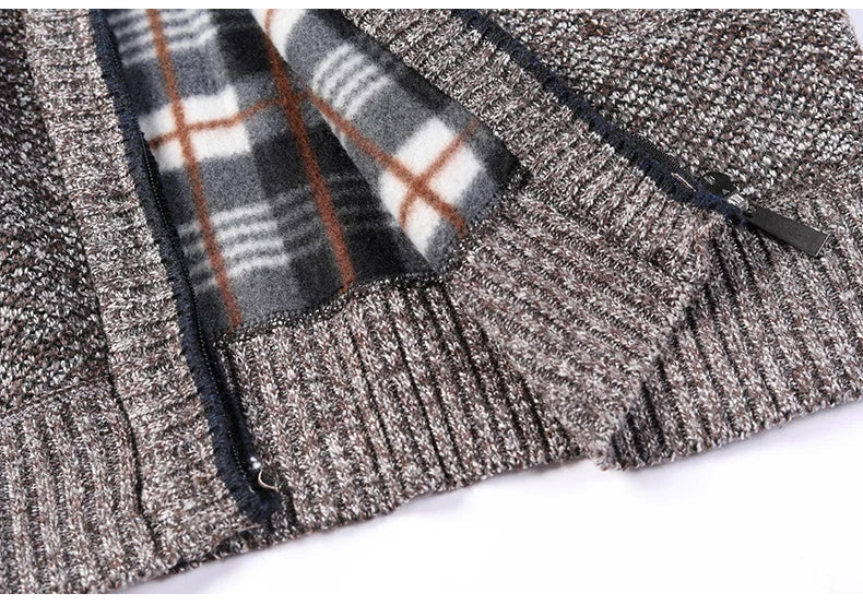 Autumn Winter Warm Cardigan Men Fleece Sweaters Full Zip Jackets Slim Fit Luxury Brand Knitted Sweater Coat American Jersey Pi-Mart