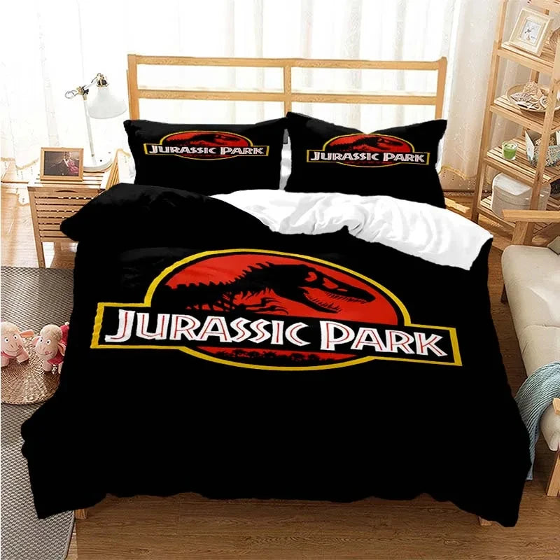 Jurassic Park Bedding Set Cartoon Kids Duvet Cover Set Pillowcase Queen King Double Bed Home Dropshipping King Size Bedding Set Pi-Mart