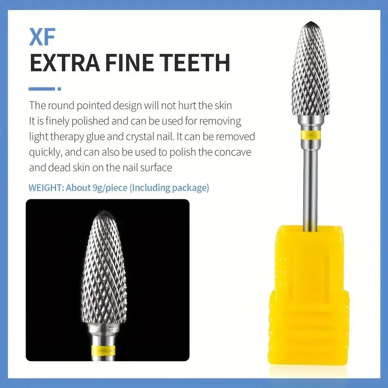 Tungsten Carbid Nail Drill Bits Electric Manicure Drill Accessory Milling Cutters for Nail Gel Polish Remover Nail Tools Efiles Tri Light Beauty