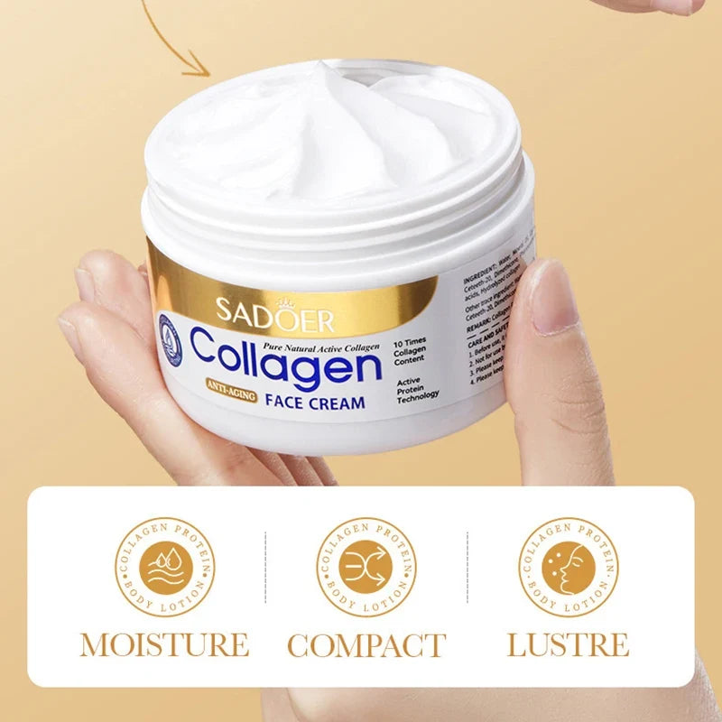 SADOER Collagen Face Cream sknicare Moisturizing Hydrating Firming Face Creams Faical Cream Beauty Face Skin Care Products Tri Light Beauty