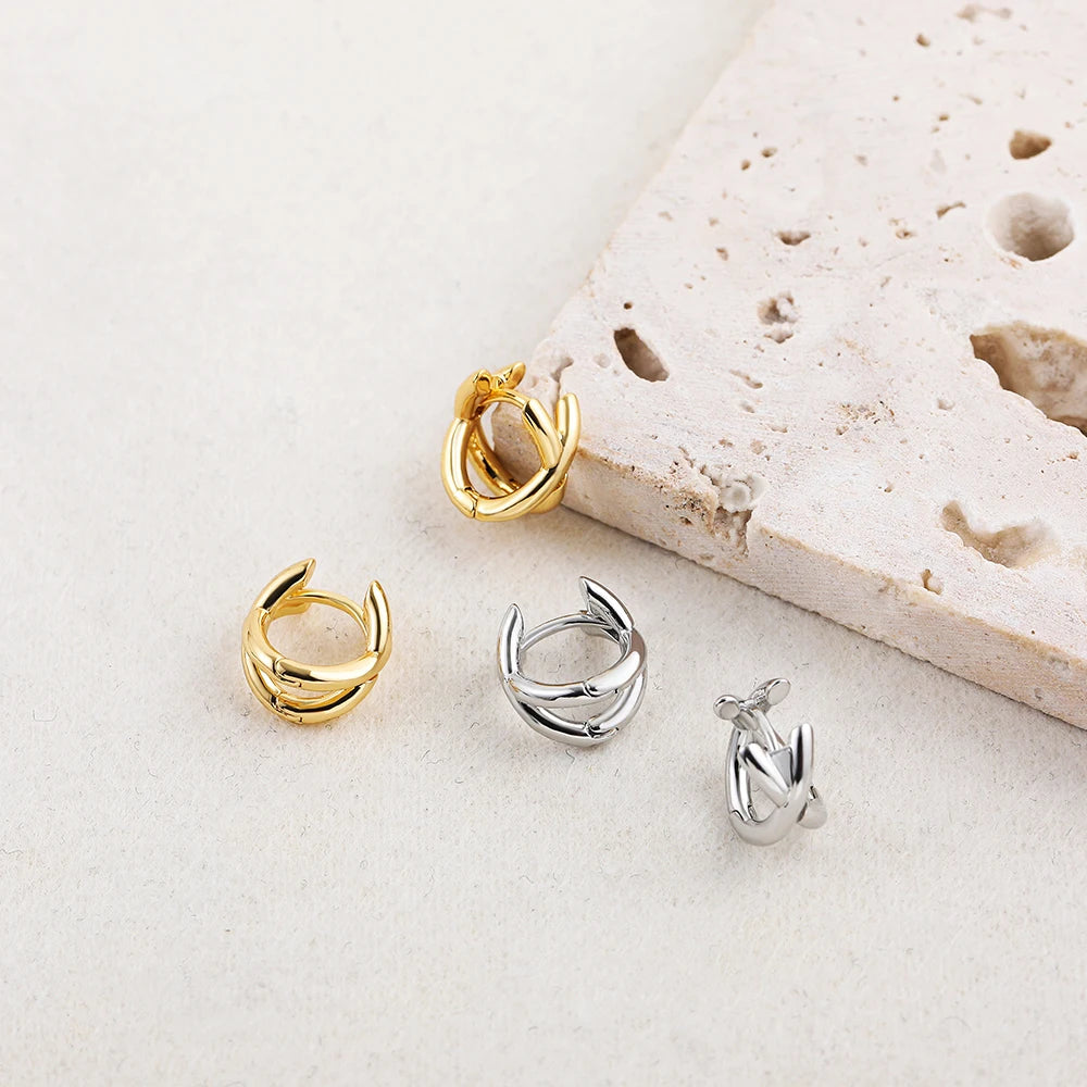 Criss-cross Gold Silver Colors Tiny HuggieHoop Earrings for Women Mini Small Ear Buckle Cartilage Piercing Earrings Punk Jewelry Pi-Mart