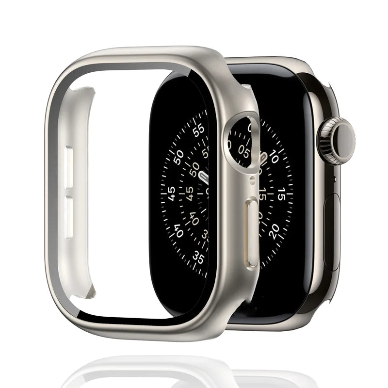 Tempered Glass+Case For Apple Watch 38-40mm 41mm 42mm 44mm 45mm 46mm Screen Protector Protective Cover iWatch 11 10 8 7 9 6 SE 5 LadyShow.Store