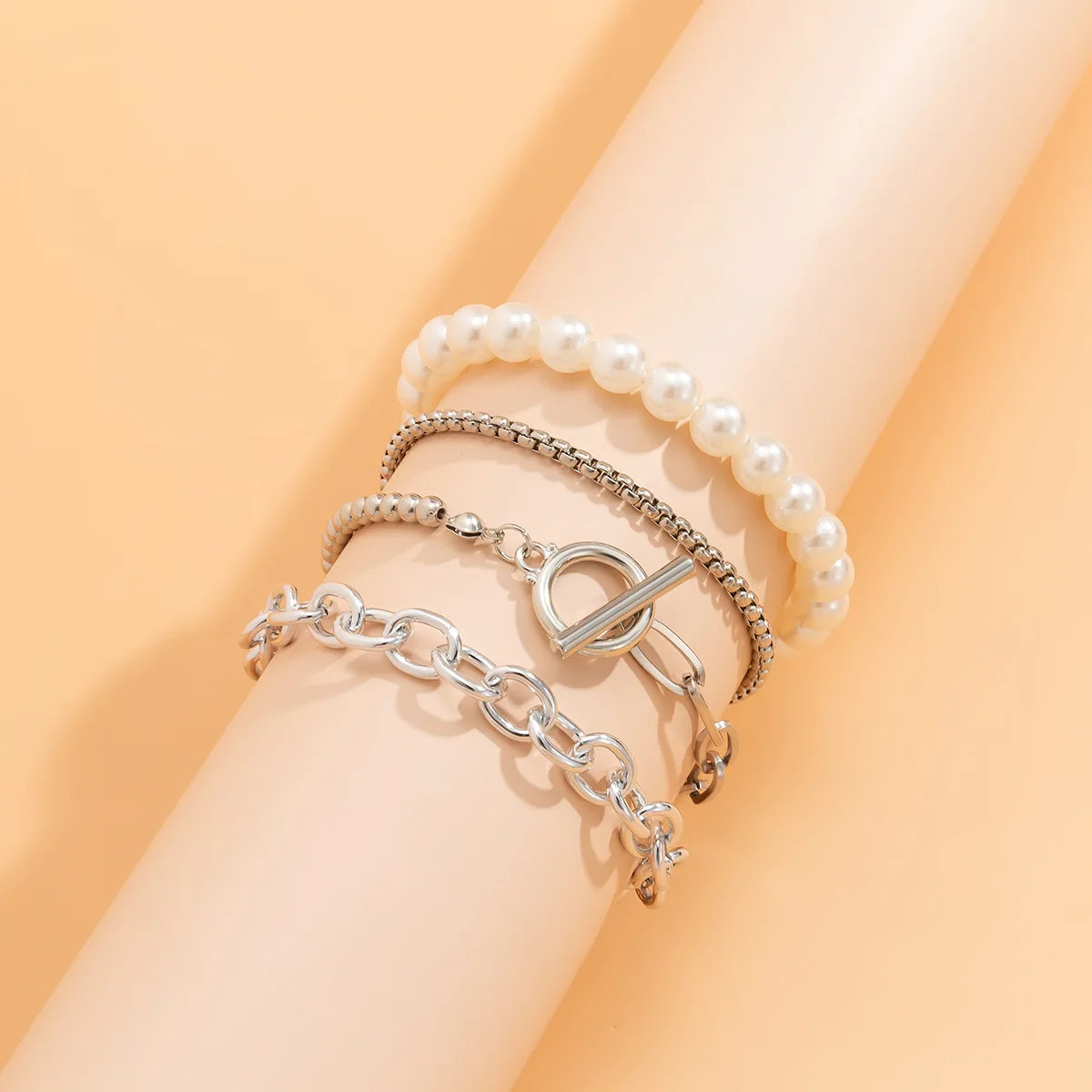 Boho Imitation Pearl Beaded Bracelet Women's Retro Fashion Creative Gold Color Beads O-Chain Bracelets Girls Birthday Jewelry Pi-Mart