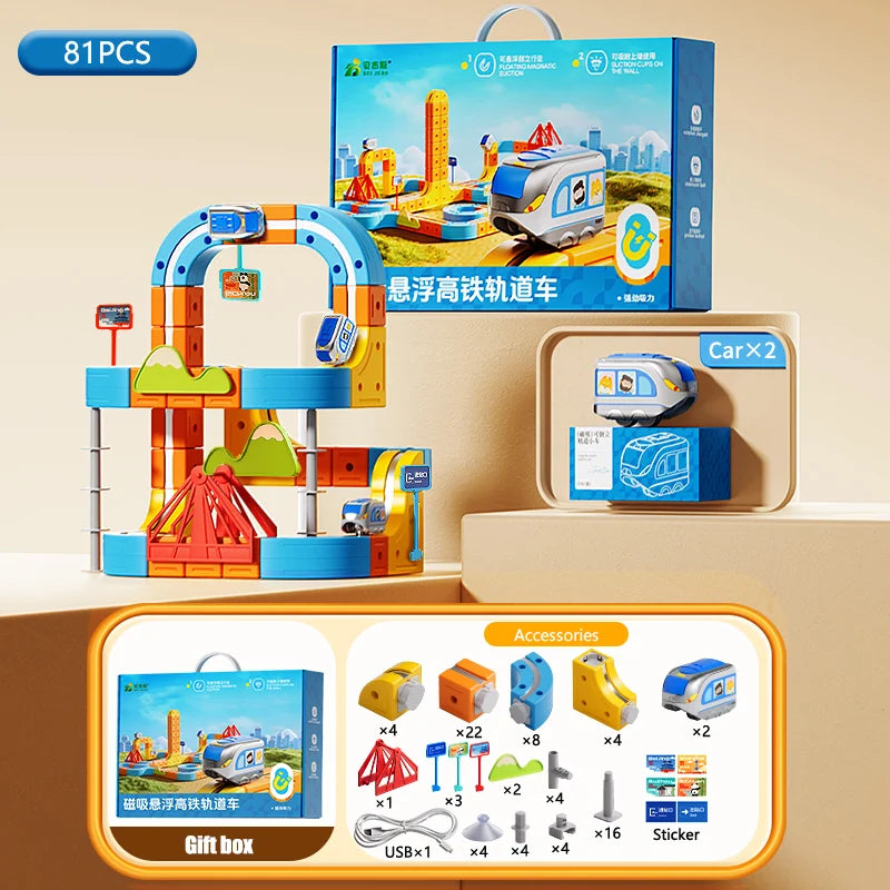 Magnetic Train Toy For Boys Track 1:64 Electric Rail DIY Magic Vehicle Model Toys Education 3 Years Children Gifts Pi-Mart