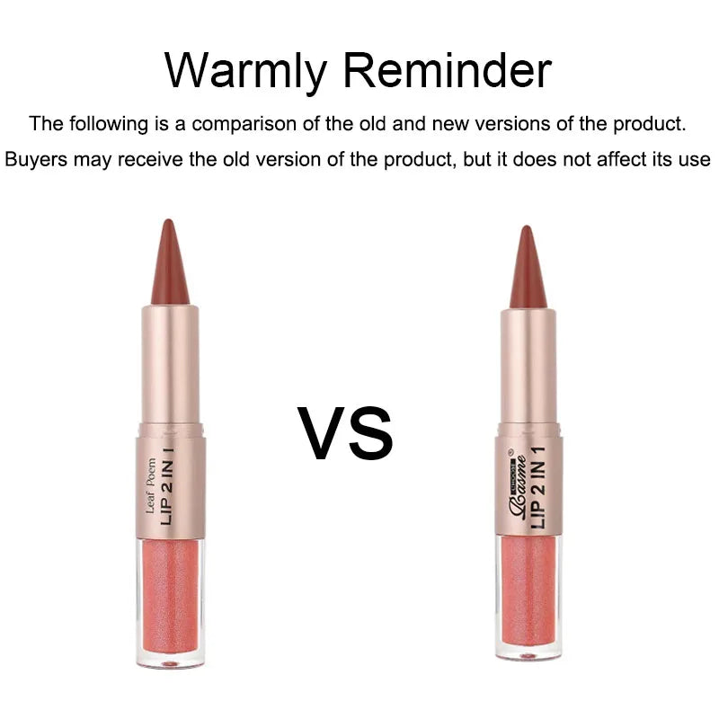 2IN1 Tapered Gradient Lipliner Pen Nude Brown Mirror Glass Lip Gloss Matte Lip Liner Waterproof Lip Contour Non Stick Makeup LadyShow.Store