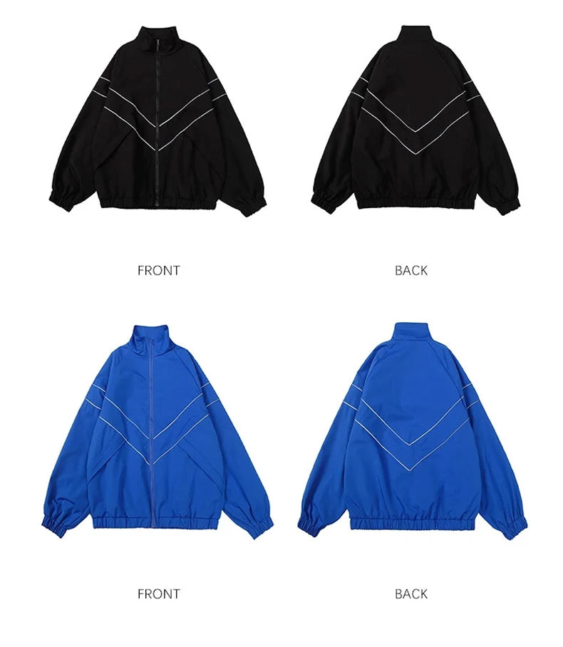 Hip Hop Varsity Jacket Men High Street Patchwork Color Black Windbreaker Coats Women Spring Autumn Thin Fashion College Jackets Pi-Mart