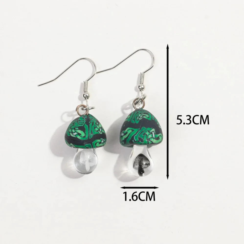 New Cute Polymer Clay Mushroom Acrylic Drop Earrings for Women Cartoon Colorful Flower Pendant Earring 2024 Trend Jewelry Gift Pi-Mart