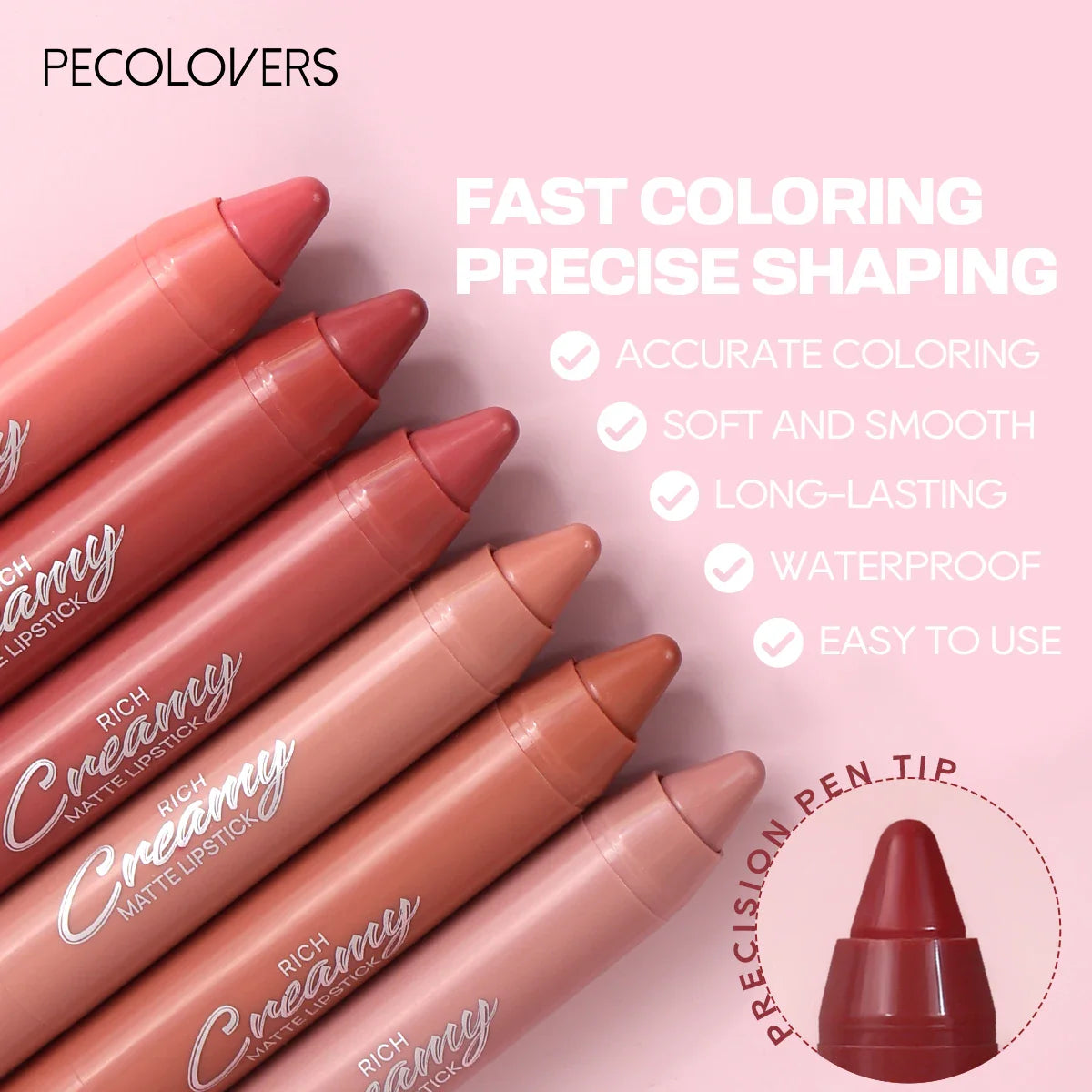 Multiple Colors Matte Lip Liner, Use As Lip Liner and Lipstick, Easy To Accurately Apply, Waterproof Long-lasting Non-stick LadyShow.Store