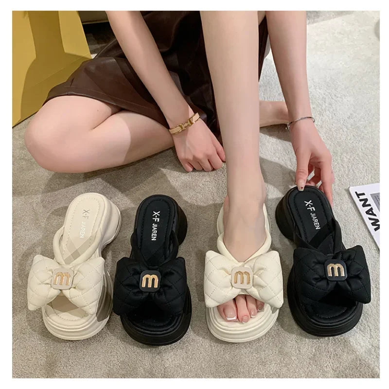 2024 summer New Fashion Women Shoes Slippers Comfortable Platform Shoe High Heels Leisure flower outdoor beach Slipper Women Pi-Mart