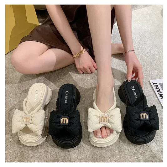 2024 summer New Fashion Women Shoes Slippers Comfortable Platform Shoe High Heels Leisure flower outdoor beach Slipper Women Pi-Mart