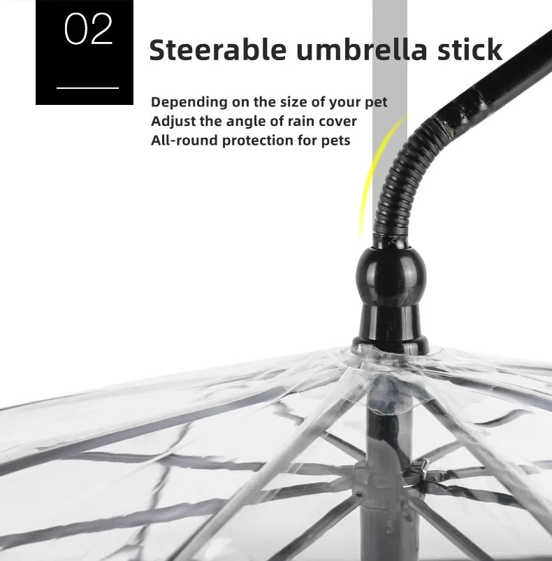 New Transparent Pet Umbrella Well Made Detachable Adjustable Rainy Day Outdoor Dog Walking Leash for Small Dogs Pet Supplies Pi-Mart