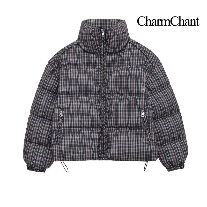 CharmChant Plaid Stand-Collar Puffer Jacket for Women Winter 2025 Padding Coat Female New in Coats Warm  Check Outerwears Parkas LadyShow.Store